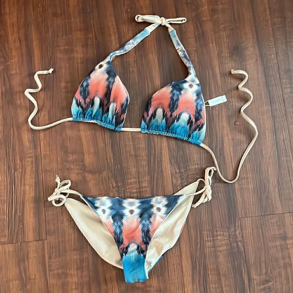 Tan Print Bikini - Size Medium Bottom, Large Top - NEW Bathing Suit - TWO PIECE